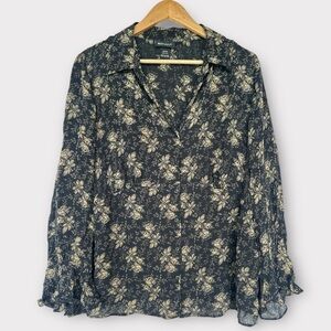 Lane Bryant Whimsigoth Fairy‎ Sheer Relax Collar Blouse 100% Silk Plus Size 18